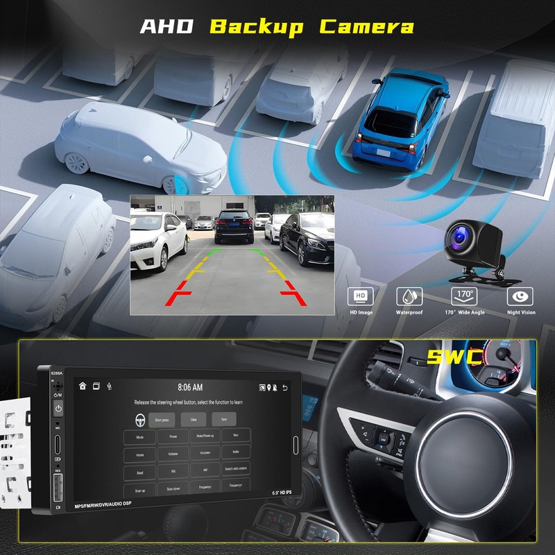 【2+64GB】 Hikity Android 13 Single Din Car Stereo Wireless Carplay