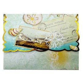 Set of 3 - Seaside Portfolio Boxed Note Cards by Carol Wilson. 10 embossed 4x5 Die-Cut Notecards and Matching Envelopes in Decorative Gift Box with Magnetic Flap. NCP4016