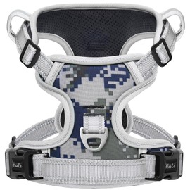 HEELE Dog Harness for Small Medium Large Dogs No Pull Adjustable Padded Reflective Harness with Handle for Walking Training, Camouflage, Camo Gray, S