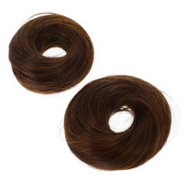 Healeved 2Pcs Hair Donut Scrunchies Ponytail Hair Extension Accessories for Women Comfortable Non Slip Natural Light Brown for Daily Wear Parties Weddings Fitness