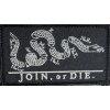 political cartoon JOIN OR DIE Black White Tactical Hook Embroidered