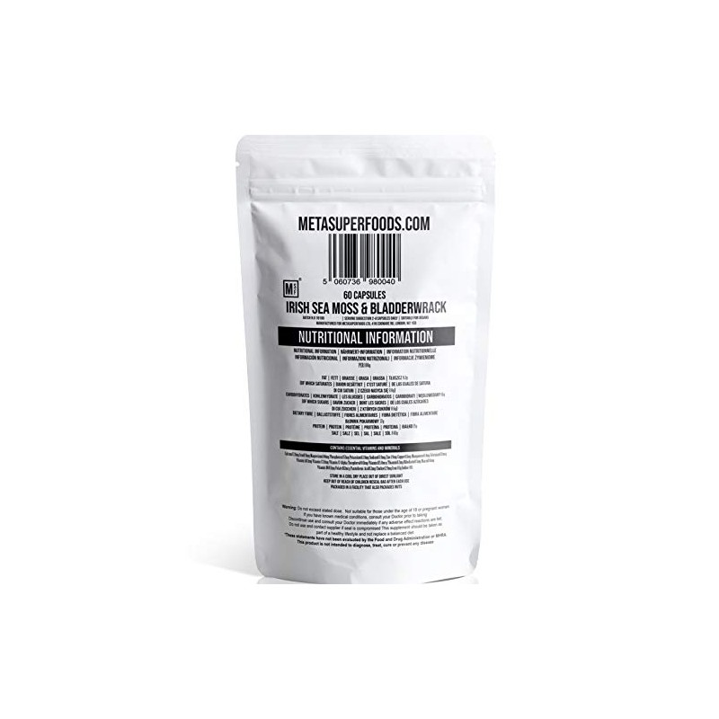 Sea Moss and Bladderwrack 60 Capsules (3600mg) High Potency |