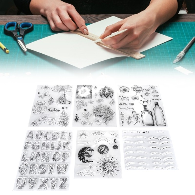 6pcs Silicone Embossing Folders Multipurpose DIY Craft Template Molds for