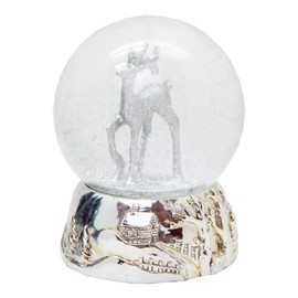 20040 Stag Silver Embossed Silver Base Large Snow Globe with Music Box