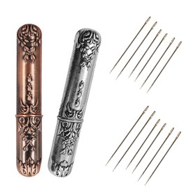 NOTIONSLAND 24 Pieces Hand Sewing Needles Large Eye Self Threading Needles with Case Vintage Needle Holder for Storage of Sewing Accessories, Needles and Needles