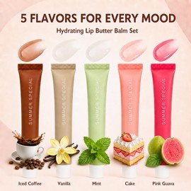 5 Pack Summer Special Lip Balm Butter Set, Tinted Lip Gloss for Women