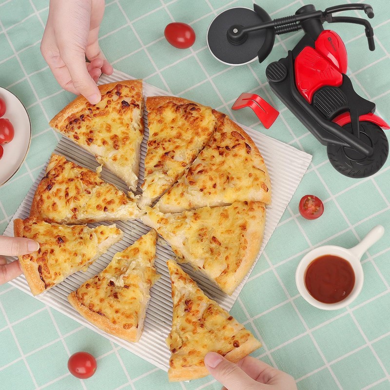 Asdirne Pizza Cutter, Motorbike Pizza Cutter Wheel with Non-Stick Stainless