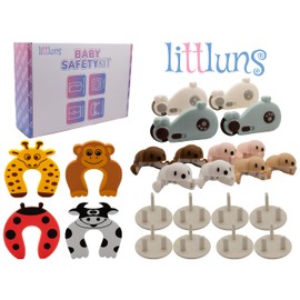 LITTLUNS 24 PCS Baby Proofing Kit-Premium Baby Safety kit.Table Corner Edge Protectors, Baby Proof Cupboard Locks, Finger Guards,Plug Socket Covers.