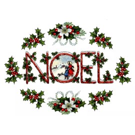 Captive Decals Christmas Vintage Holly Berry Noel 3 pcs 4" x 3" Waterslide Ceramic Decals