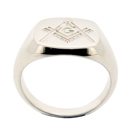 LoveSilver - Sterling Silver Mens Masonic Ring In Gift Box - Size 0