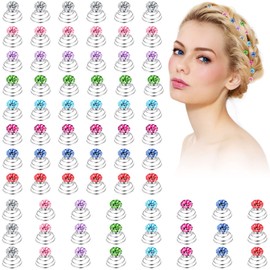 72 horquillas de pelo en espiral con diamantes de imitación de cristal, espiral, coloridas, brillantes, accesorios para el cabello para mujeres, bodas, damas de honor, fiestas de graduación