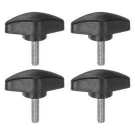 QUARKZMAN Pack of 4 T-wing Knobs Thumb Screws M5 x 16 mm Standard Male Thread Plastic T Buttons Hand Clamp Knobs Handle Thumb Screw, Black