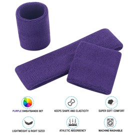 FACATH Striped Sweatband Set Sports Headband Bracelet Set Terry Cloth Wristband Sports Exercise Basketball Wristbands