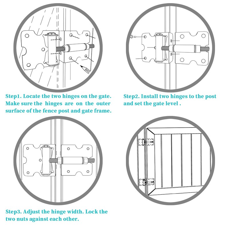 Bordersmover Self-Closing Gate Hinges, Heavy Duty for Vinyl/Wood/Metal Fence, Pack