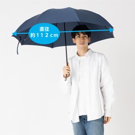 LIEBEN-0221 Men's Folding Umbrella, 25.6 inches (65 cm) x 8 Ribs, 3 Folding Umbrella when Opened, Navy (resin handle)