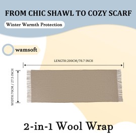 WAMSOFT Winter Wool Scarf Shawl Wraps for Women Thick Solid Scarves Warm for Cold Weather Fashion Wrap for Men
