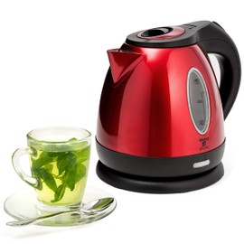 Moss & Stone 1.2L Stainless Steel Small Electric Kettle Red Color, Cordless 1500w Fast Boiling Pot, Portable Hot Water Electric Tea Kettle With Boil Dry Protection & Auto Shut-Off