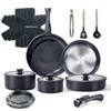 Chef Power Ceramic Nonstick Cookware Set 19 Piece with Detachable
