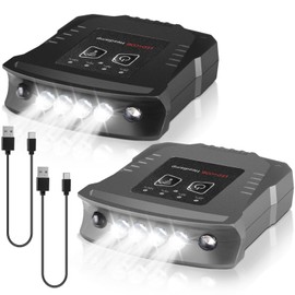 VIHOSE 2 Pcs LED Clip-on Cap Lights, Rechargeable Waterproof Hat Light, Ultra Bright Headlamp for Outdoor Fishing, Camping & Hand Work(Black, Gray)