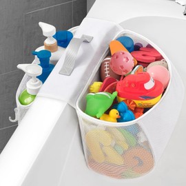 Bath Toy Storage, 2 Compartments Bath Toy Mesh Bag, Bath Toy Hanging Organiser Bag, Bath Toy Mesh for Storage and Sorting of Toys