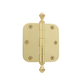 Grandeur Hardware 824306 3.5" Acorn Tip Residential Hinge with 5/8" Radius Corners in Polished Brass