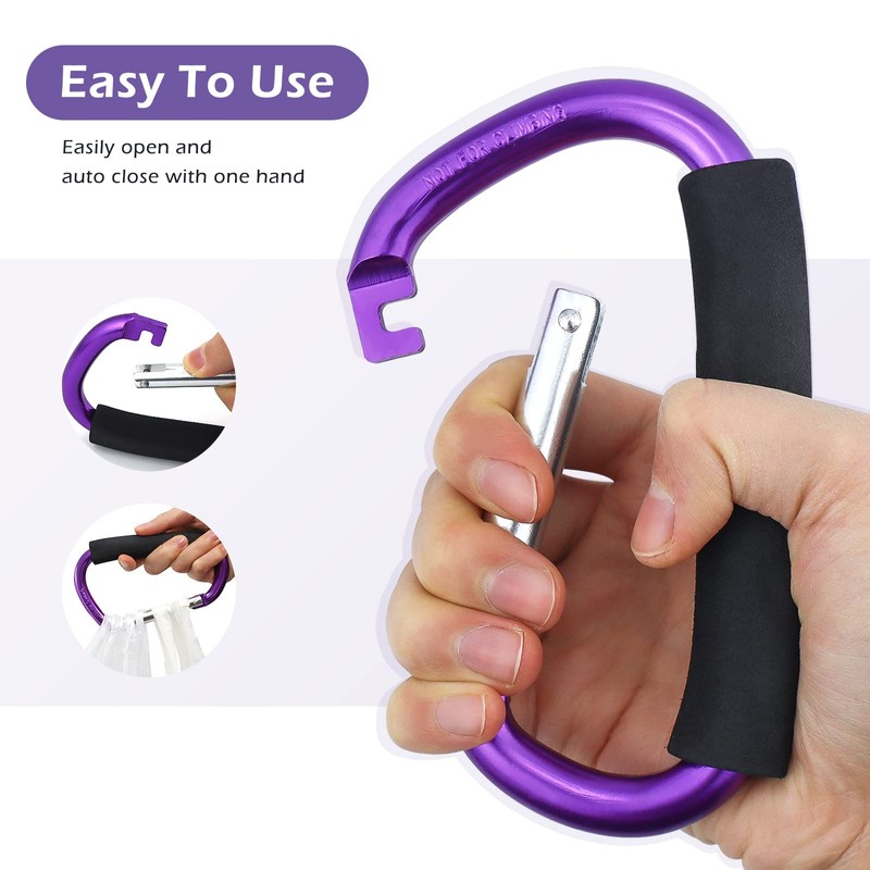 JIALEEY Strong Large Durable Buggy Carabiner Stroller Hooks Mummy Clip