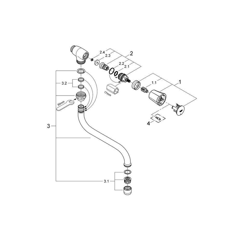 Grohe 30484001 Costa Tap Swivelling Wall Fastening Pipe outlet