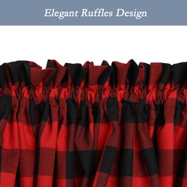 Moslovstar 2 Pack French Door Curtains Buffalo Plaid Side Light Curtains with Rod Pocket, Front Door, Window Curtains with Tie Backs, Red and Black, 25x72 Inch