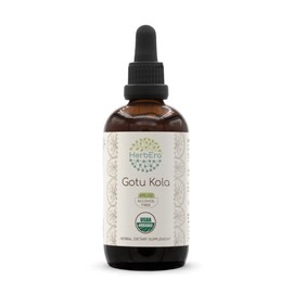HerbEra Gotu Kola B120 USDA Organic Tincture | Alcohol-Free Extract, High-Potency Herbal Drops | Certified Organic Gotu Kola (Centella asiatica) Dried Herb (4 oz)