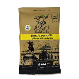 1 Pack Abu Auf Coffee Light Roast With Cardamom AbuAuf Oriental Original Turkish Cafe Arabic Arabian Arabica Ground Roasted Mud Coffe Light Roast Blend (3.52 oz / 100 gm) ابوعوف محوج فاتح بالحبهان