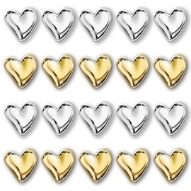 BelleVive Pack of 20 Fridge Magnets, Decorative Heart Magnets, Fridge Magnets, Whiteboard Magnets, Locker Magnets, Strong Holding Power, Decorative Magnet for Home, Gold+Silver