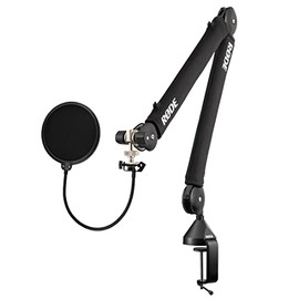 Rode PSA1+ Pro Studio Boom Arm for Podcasting and Streaming with Gator Microphone Pop Filter and StreamEye Polishing Cloth