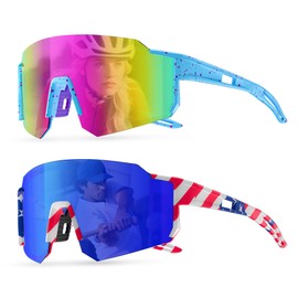 BOLLFO 2 PackYouth Polarized Sports Sunglasses, UV400 Protection Cycling Sun Glasses for Men Women Youth Cycling Fishing Driving