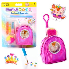 Creativity for Kids Bubble Gems Backpack Keychain: Kitty Princess, Diamond Painting Kits for Kids, Arts and Crafts for Kids, Craft Kits and Princess Toys for Girls, Crafts for Girls 6-8+