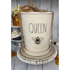 Rae Dunn Queen BEE Planter Large - Ceramic - 7 in Tall / 6 in Diameter