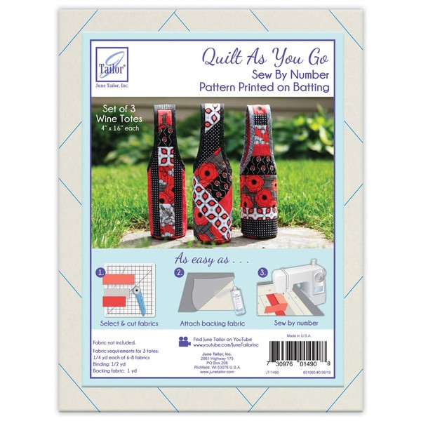 June Tailor Quilt As You Go Wine Tote-Assorted 3/Pkg