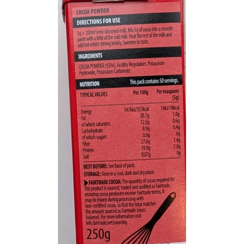 Cocoa Powder, 2 x 250g, Fairtrade, for Baking & Hot