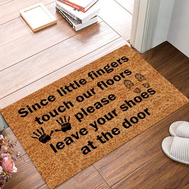 Joelmat Since Little Fingers Touch Our Floors Please Leave Your Shoes Entrance Non-Slip Outdoor/Indoor Rubber Door Mats for Front Door/Garden/Kitchen/Bedroom 23.6"x15.7"