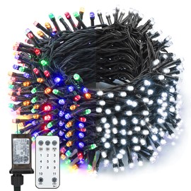 BrizLabs Christmas Tree Lights, 262ft 800 LED Color Changing Christmas Lights with Remote, 11 Modes Cool White & Multicolor Christmas Lights, 30V Plugin Dimmable Lights Green Wire for Xmas Tree Home