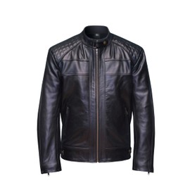 Mens Genuine Leather Jacket Cowhide Motorbike Motorcycle Moto-Jacket Real Leather Black/Brown