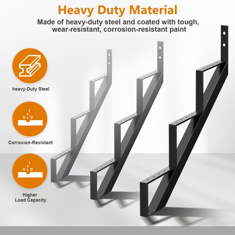 Zwinz Steel Stair Stringer 3 Step, Metal Stair Stringers for