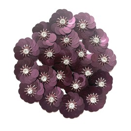 20 pcs Purple Sequin 1 1/4" Flowers Beading Applique, Crystal Beaded Mix Flower Applique sew on Cloth Patch DIY Garment Accessory Cloth Headband Decor