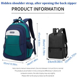 SAIA TIAN Large Capacity trvel Backpack with Laptop Sleeve and Water Bottle Holder, Green (Dark blue with green)