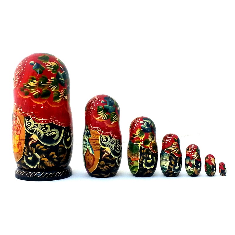 Tsar Saltan Russian Fairy Tale Nesting Dolls Hand Painted 7