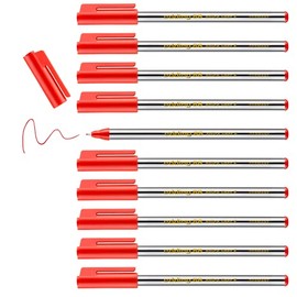 edding 88 - fineliner - red - 10 pens - round nib 0.6 mm - thin fibre pen for fine, precise writing, underlining, drawing - in the office or home and at school