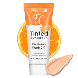 Tinted Sunscreen For Face, Face Sunscreen SPF 40, Vitamin C Facial Sunscreen, UV Protection for All Skin Type, SPF Face Moisturiser with Vitamin C, Long Lasting Broad Spectrum Protection