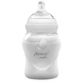 Advanced by Evenflo, Biberón Anticólicos Cuello Ancho, Transparente, Flujo Lento, 5oz/150ml, 1 pieza, MEX.