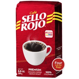 Café Sello Rojo Premium Colombian Coffee | Medium Roast Premium Ground Coffee Bricks | Café de Colombia | 8.8 Ounce (Pack of 4)