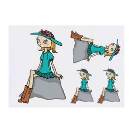 4 x 'Girl On A Rock' Temporary Tattoos - Water Resistant, Skin-Safe, Non-Toxic Transfers, Mixed Sizes (TO00077976)