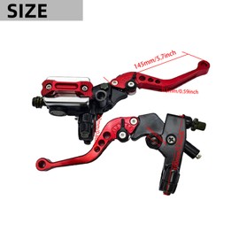 ZHTUNGFL Universal Motorcycle 7/8" 22mm Handlebar Brake Master Cylinder Clutch Lever CNC Left and Right,Hand Grips Handlebar Ends Set Compatible with Harley Honda Kawasaki Suzuki Yamaha (RED)